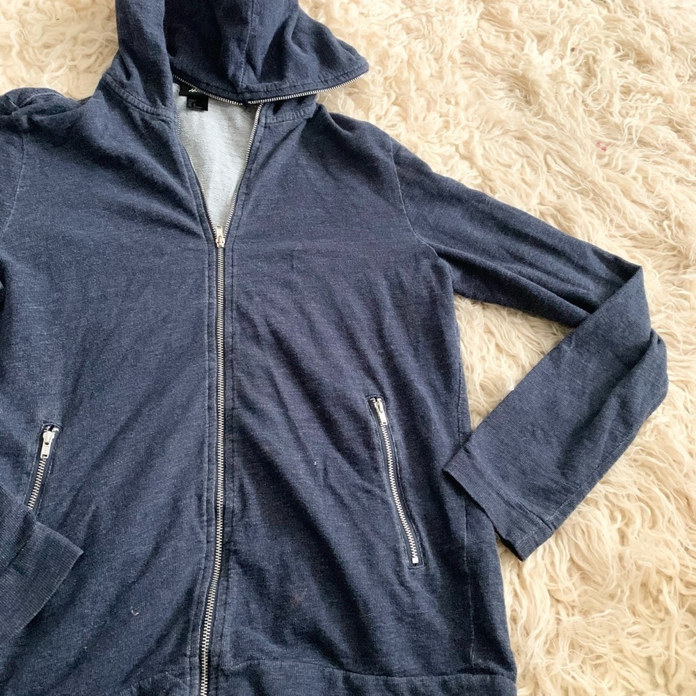 H&M | Zipper Hoodie Jacket Blue Small Silver Hardware - Picture 12 of 13